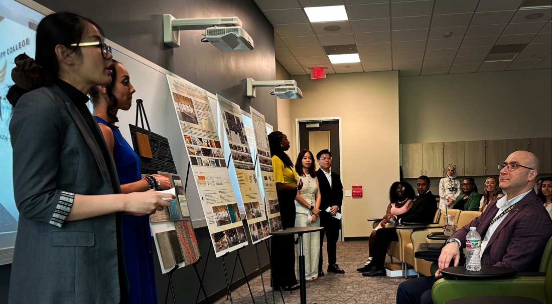 Houston City College Interior Design program students give their final presentation for design concepts to be incorporated as part of the HCC Coleman College Healthcare Innovation Center.